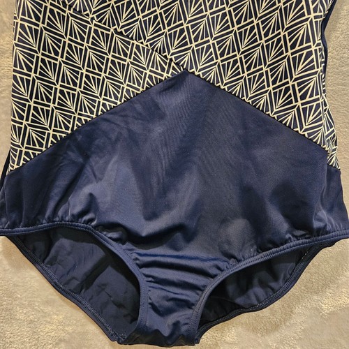 Land's End One Piece Womens 14DD Blue geometric compression tummy panel Cruise P - Picture 7 of 7