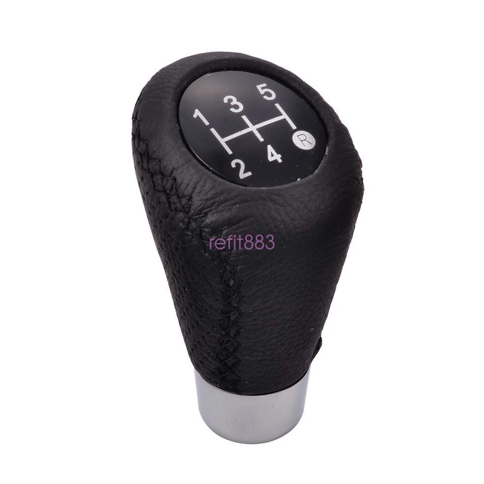 Universal Leather Black 5 Speed Stitche Manual Car Gear Stick Shift Knob Shifter Foto 4 de 4