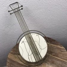 Vintage l 50s 60s Crenshaw of CA Novelty Kitsch Banjo Guitar Wall Pocket Planter