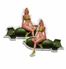 Sour Apple Sandy Pin Up Bomber Sexy Vintage Sticker WW2 Nose Art Truck Decal 2pk