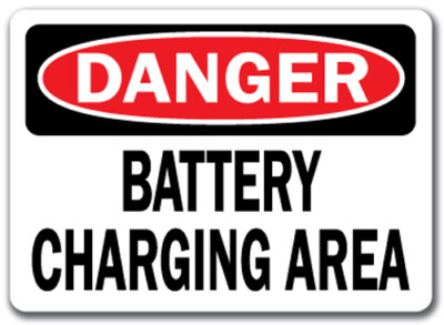 Danger Sign - Battery Charging Area - 10'' x 14'' OSHA Safety Sign