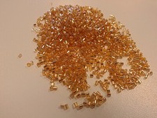 Glass Bugle Beads, Silver-Lined Round Hole, Tube, Gold, 2x2mm - 30 grams