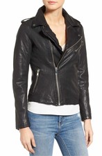 Lamarque Womens Kiyoshi Xnb Lambskin Leather Moto Jacket Medium Black Nwt $695