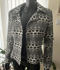 Harve Benard Mono Long Sleeves Open Front Jacket Size 12