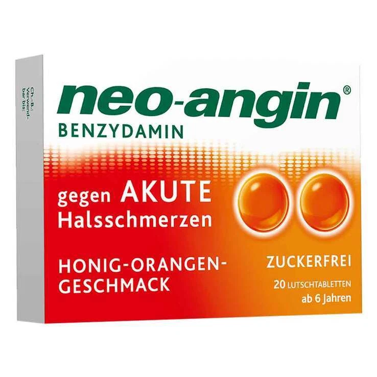 NEO ANGIN neo-angin Benzydamin gegen akute Hasschmerzen Honig Orange · 20 St · PZN 1116016