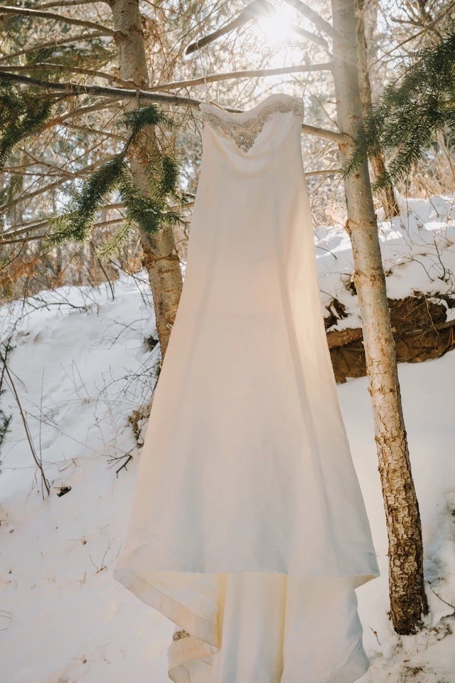 Kenneth Pool Wedding Dress - *Stunning Silk Faced Fabric With Crystals Size 2* - Image 2 of 4