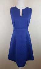 J Crew Blue Dress Size 4 Sleeveless A-Line V-Neck Textured NWT