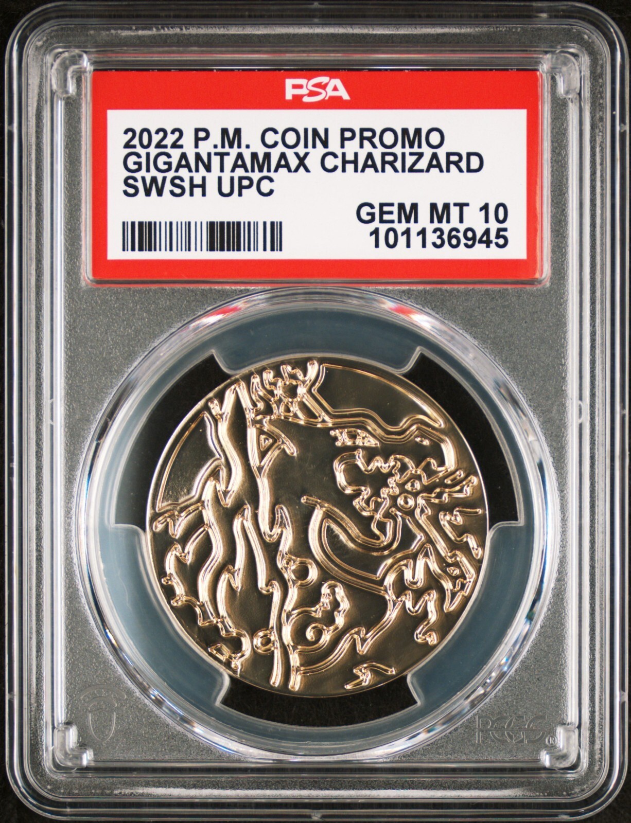 PSA 10 - 2022 Pokemon Promo Coin GIGANTAMAX CHARIZARD UPC (6945)