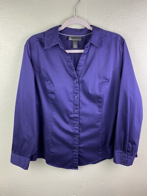 Lane Bryant Women s Purple Button Up Shirt Size 24
