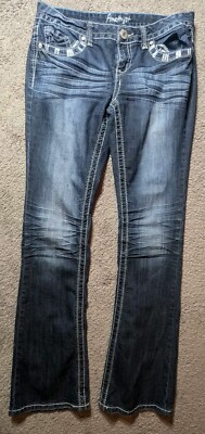 Amethyst Jeans Women Size Bootcut Thick Stitch Embroidered