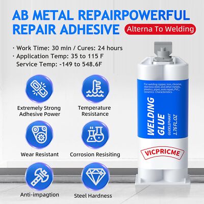 Metal Glue,1.76oz 2 Part Epoxy ab Glue Heary Duty Weld ，The Strongest Glue Al...