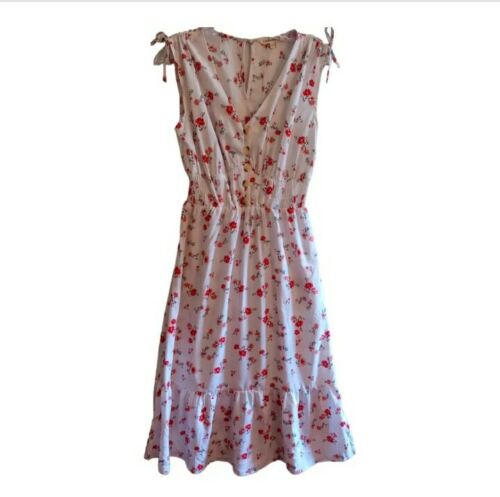 Indulgence Maxi Dress Womens Dress Medium White Red Pink floral Shoulder Tie - 第 1/9 張圖片