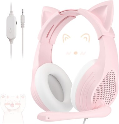 Pink Gaming Headset Headphones with Mic for PS5 PS4 xBox Series X/S Switch PC
