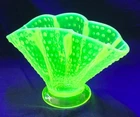 Vintage Fenton "Topaz Opalescent" Hobnail Uranium Fan Vase