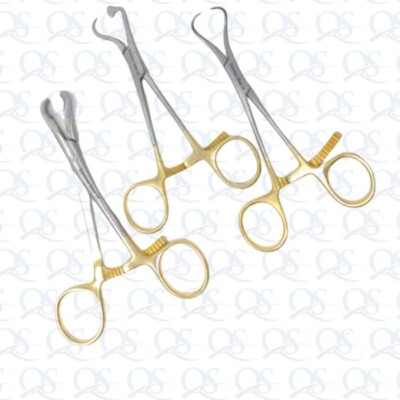3 OR Grade Bone Reduction Forceps Curved Pointed Tips Orthopedic Instruments