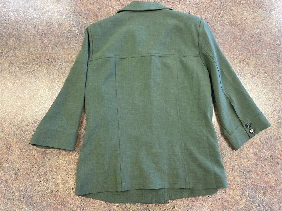 Allison Daley Womens army green 3/4 sleeve button front collared cover jacket 10 - Image 2 of 4