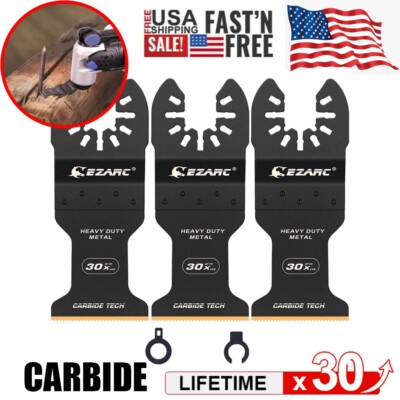 3-PC EZARC Carbide Cutter Oscillating Tool Blades Multitool Saw Blades Universal