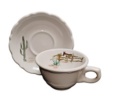 Juego de tazas de té y platillos de colección Syracuse China Sundown Western Donkey Mule Pattern
