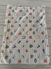 Pottery Barn Teen NFL Logo Standard Pillowcase 100 Cotton Light Gray Checked