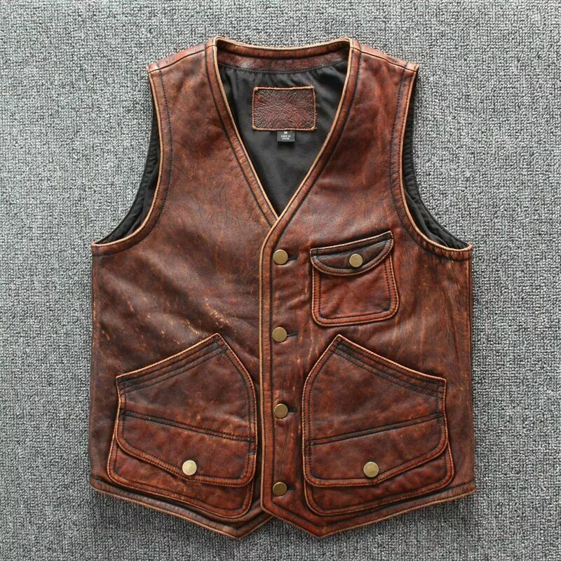 Buy leather deals vest