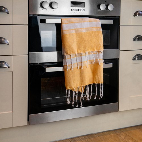Turkish Cotton Hand Towel Gym Travel Kitchen Hammam Peshtemal Fouta Yellow - Picture 6 of 6