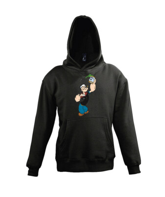 Youth Designz Kinder Hoodie Popeye Pullover Logo Print Serie Stark Muskeln Fun