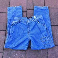 Vtg BUGLE BOY Jeans 38x34 Blue Y2K Wide Leg Carpenter Baggy Pants Tag
