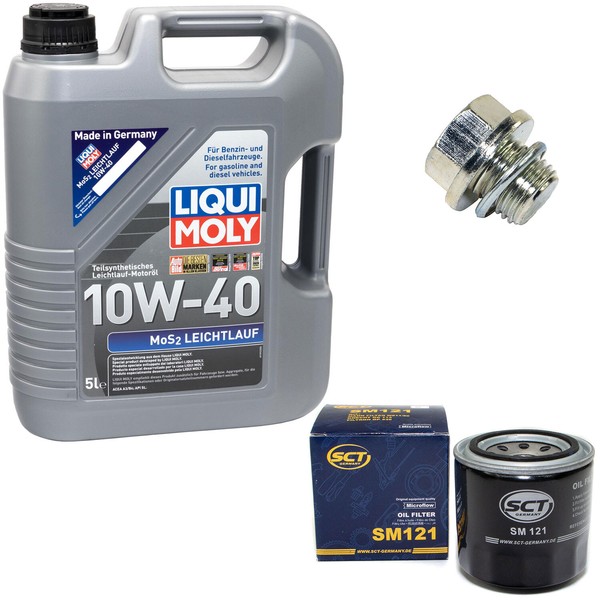 MotoröL Set 10W-40 5 Liter + ÖLfilter SM 121 + Schraube FüR Hyundai KIA Rio II-image