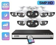 ZOSI 5MP POE Security Camera System 16CH 4K 4TB NVR Home IP Audio Recording IP66