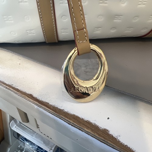 Arcadia White Patent Leather Satchel Handbag With Detachable Shoulder Strap NWOT - Foto 2 di 10