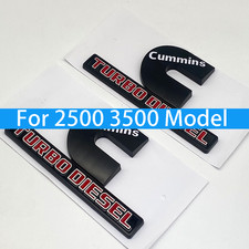 2pcs Set Cummins Turbo Diesel Emblems Badges For Ram 2500 3500 Fender Nameplate