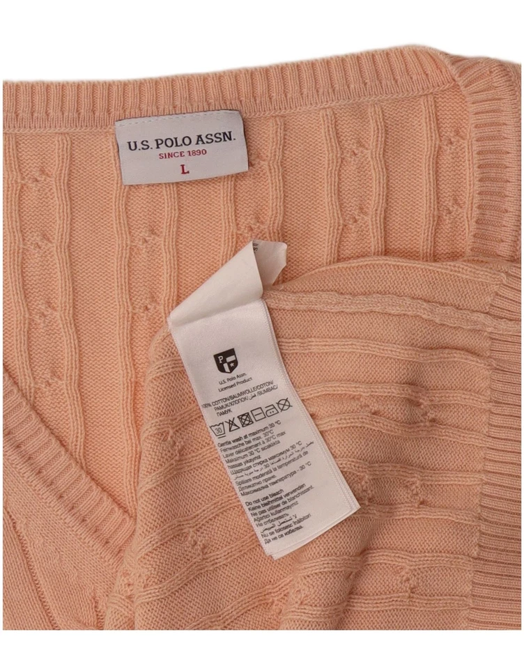 EE. UU. POLO ASSN. Suéter Jersey Mujer Cuello en V Reino Unido 16 Grande Rosa Algodón TR12 Foto 4 de 4
