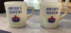 2 Vintage Standard Oil Fire-King Milk Glass Coffee Mugs Meyer's Gas Station MO