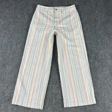 Madewell Slim Emmett Wide Leg Crop Pants Rainbow Stripe Women’s 26 Comfort
