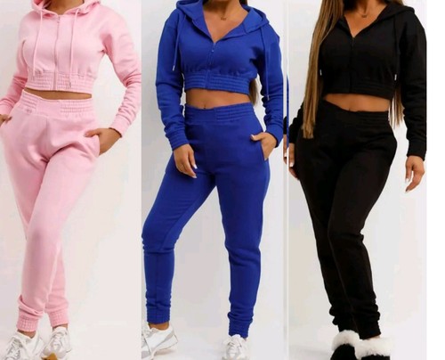 Royal Blue Size 6 Womens Two Piece Crop Jacket And Joggers Set