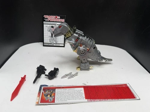 Vtg 1985 G1 Transformers Grimlock Dinobot Complete w/ Instructions & Stats Card