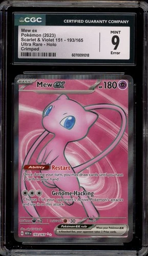 Pokemon Mew ex 151 MEW EN Ultra Rare #193 CRIMPED ERROR CGC 9 Mint
