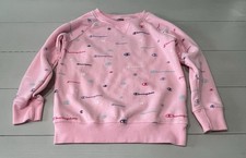 GIRLS CHAMPION CREWNECK SWEATSHIRT PINK MULTIPLE LOGO GRAPHICS SIZE M