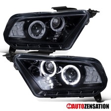 Fit 2010-2014 Ford Mustang Black Smoke Led Halo Projector Headlights Lamps 10-14