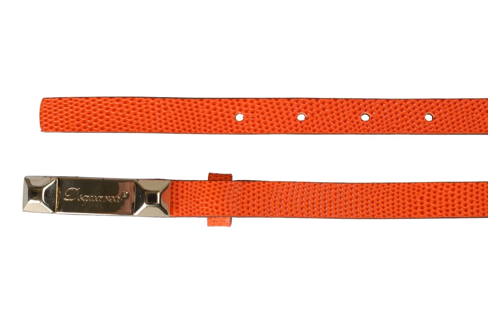 Cinturón para mujer Dsquared2 naranja estampado piel de serpiente cuero ajustado doble envoltura talla S M Foto 2 de 3