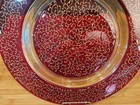 Ruby Red Charger Plate hand-blown glass, hand-painted gold scrollwork Pattern. — photo 3