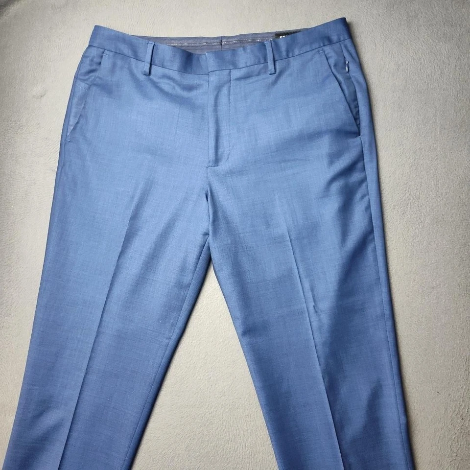 Bonobos Pants Mens 34x32 Blue Italian Marzotto Wool Dress Trousers Athletic Fit - Image 2 of 4