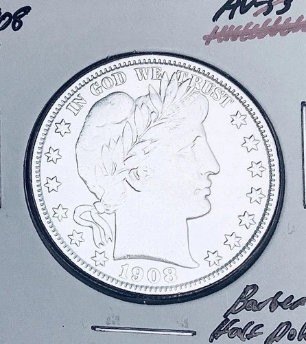 1908-O  GEM AU+++  KEY DATE!  BARBER HALF DOLLAR.