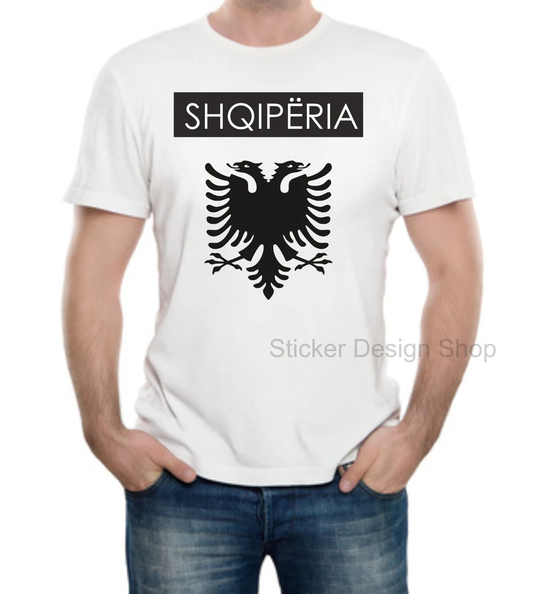 T-Shirt Uomo Bandiera Albania Effetto Invecchiato | Regalo Calcio Albanese | CandyMix - Foto 5