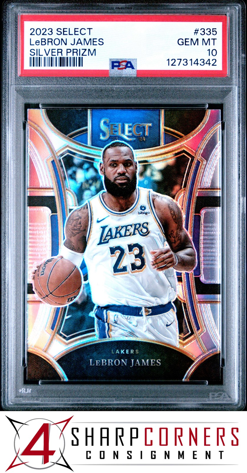 2023 PANINI SELECT SILVER PRIZM #335 LeBRON JAMES PSA 10