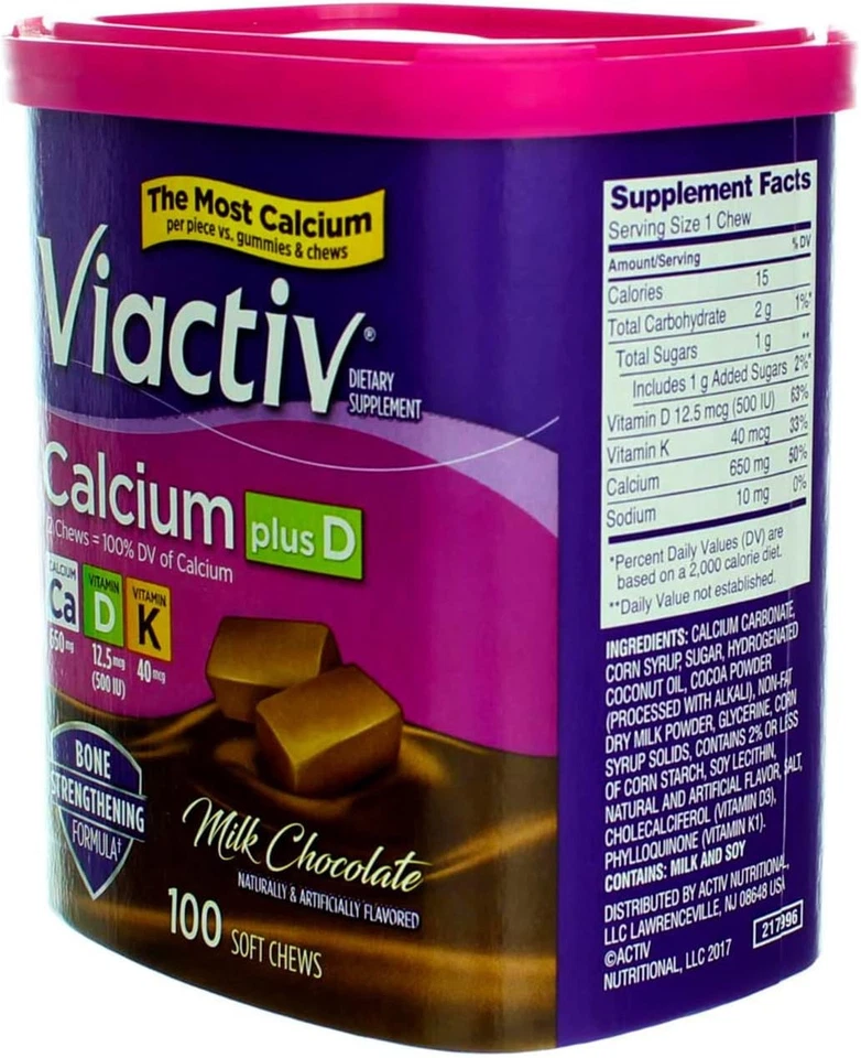 3 Pack Viactiv Calcium Plus D Soft Chews Milk Chocolate Bones Health 100 Ct - Image 3 of 4