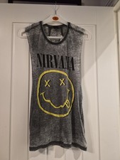 Nirvana - Womens Top - Distressed  - Cut Out Back - Grey - Size 10