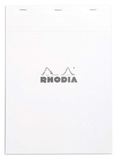 Rhodia Staplebound Notepad - Lined w/ margin 80 sheets - 6 x 8 1/4 - White cover
