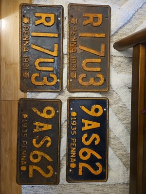 Vintage 1931/1935 Pennsylvania License Plates. Set Of 4