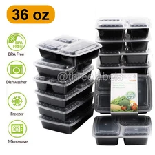 20-100Pack 36oz Meal Prep Containers 3 Compartments Food Storage Boxes with Lids